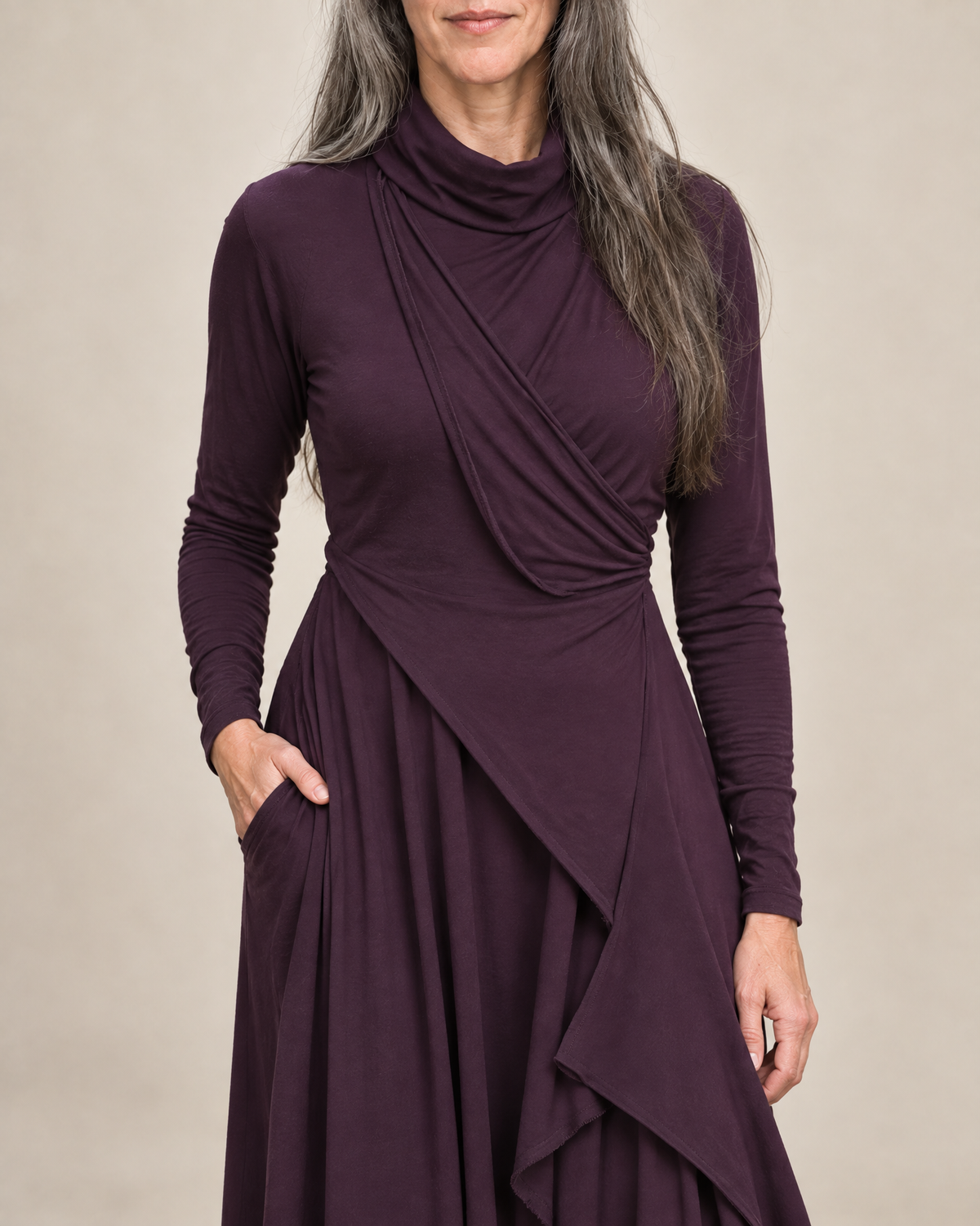 Sylvana | Draped Turtleneck Maxi Dress for Women