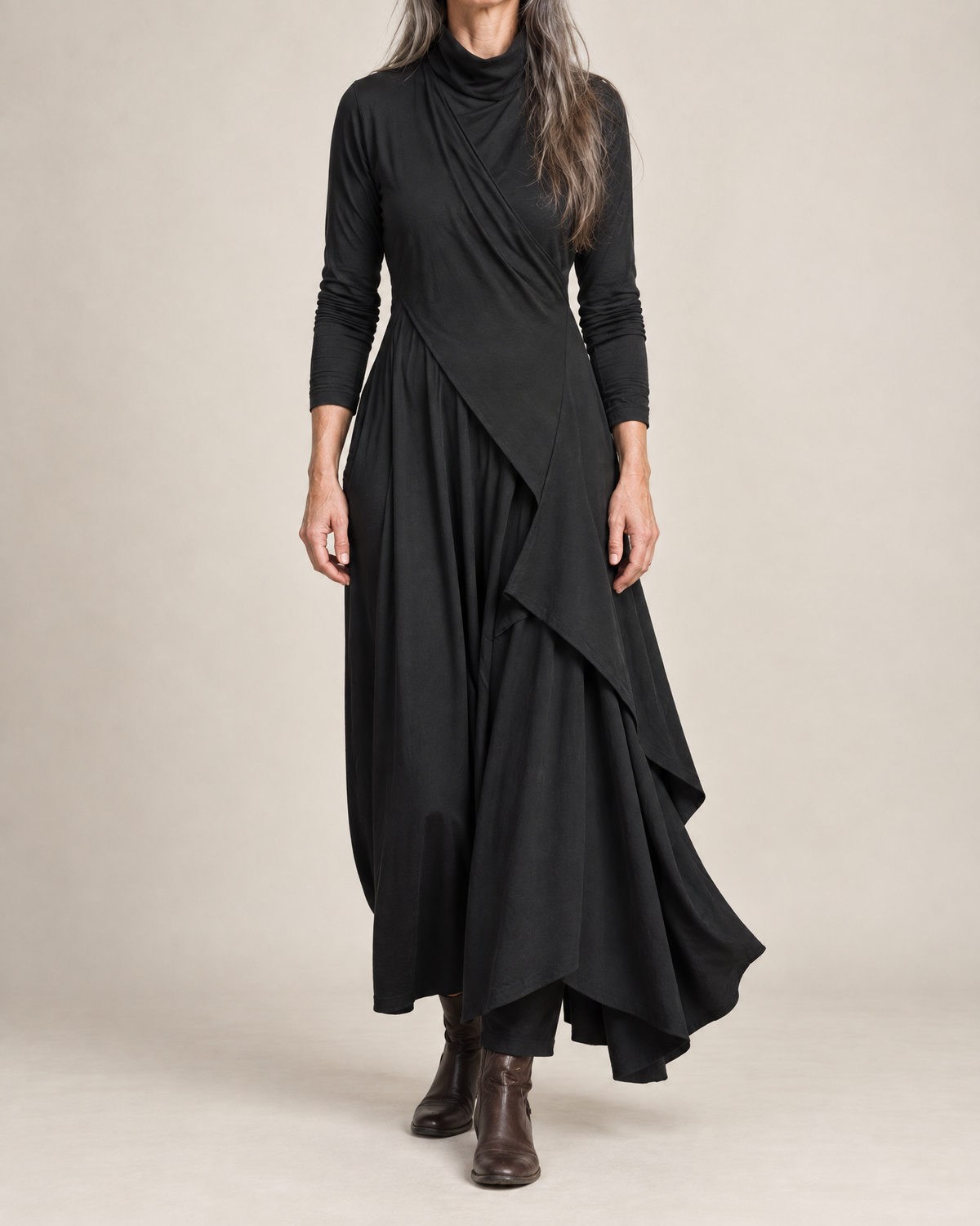 Sylvana | Draped Turtleneck Maxi Dress for Women