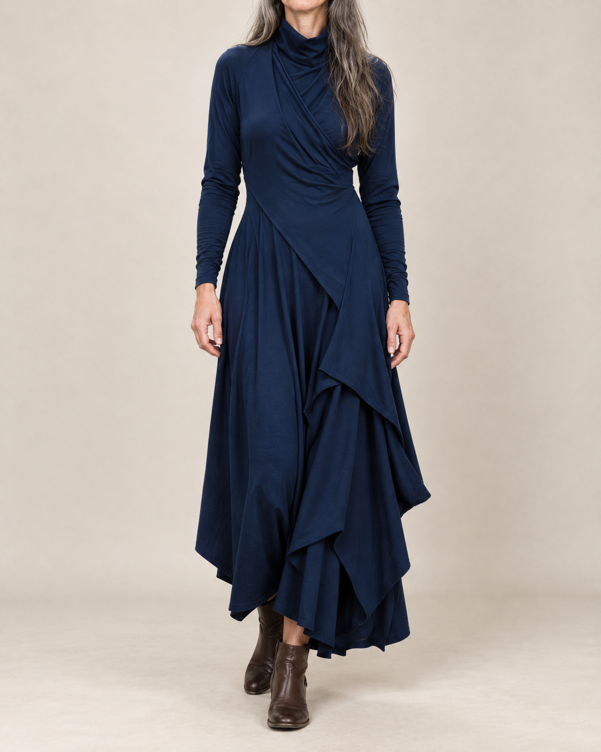Sylvana | Draped Turtleneck Maxi Dress for Women