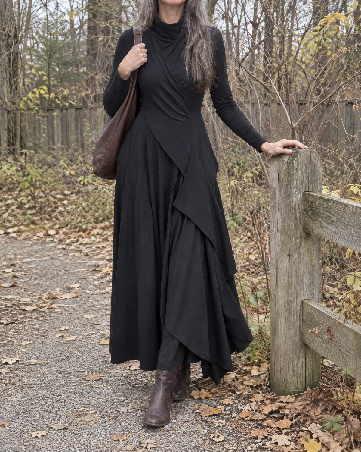Sylvana | Draped Turtleneck Maxi Dress for Women