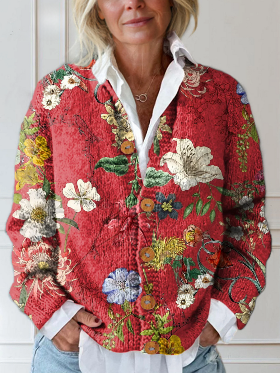 Florence | Floral Print Buttoned Cardigan for Women