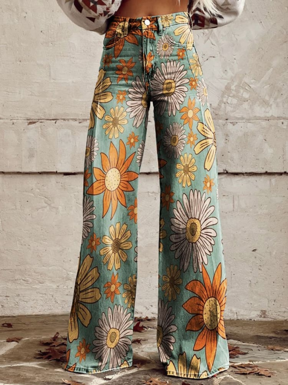 Scarlett | Vintage Floral Print Wide Leg Pants