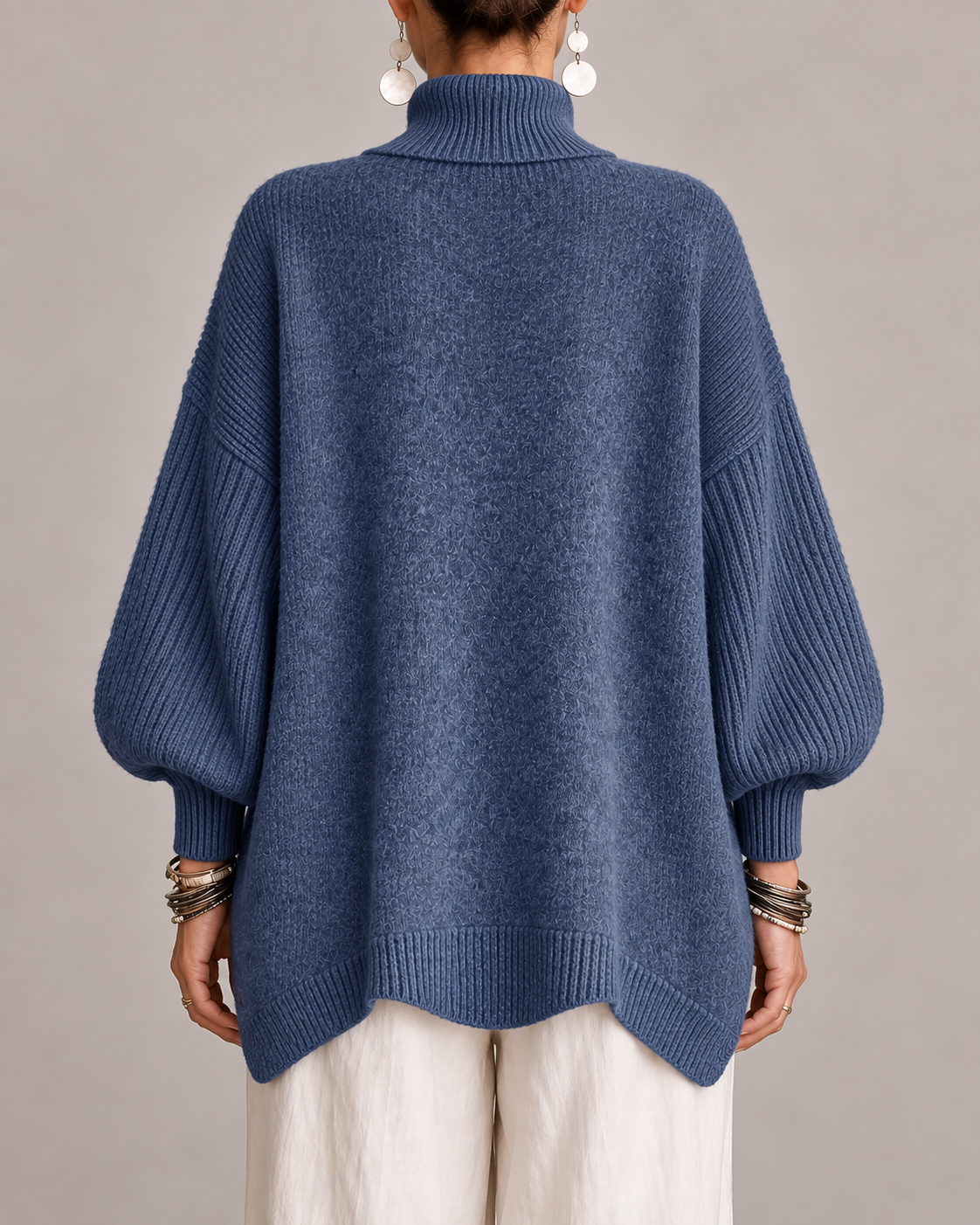 Lucienne | Oversized Turtleneck Sweater with Ribbed Sleeves for Women