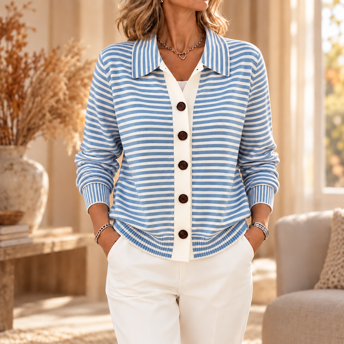 Lesley | The Striped Cardigan