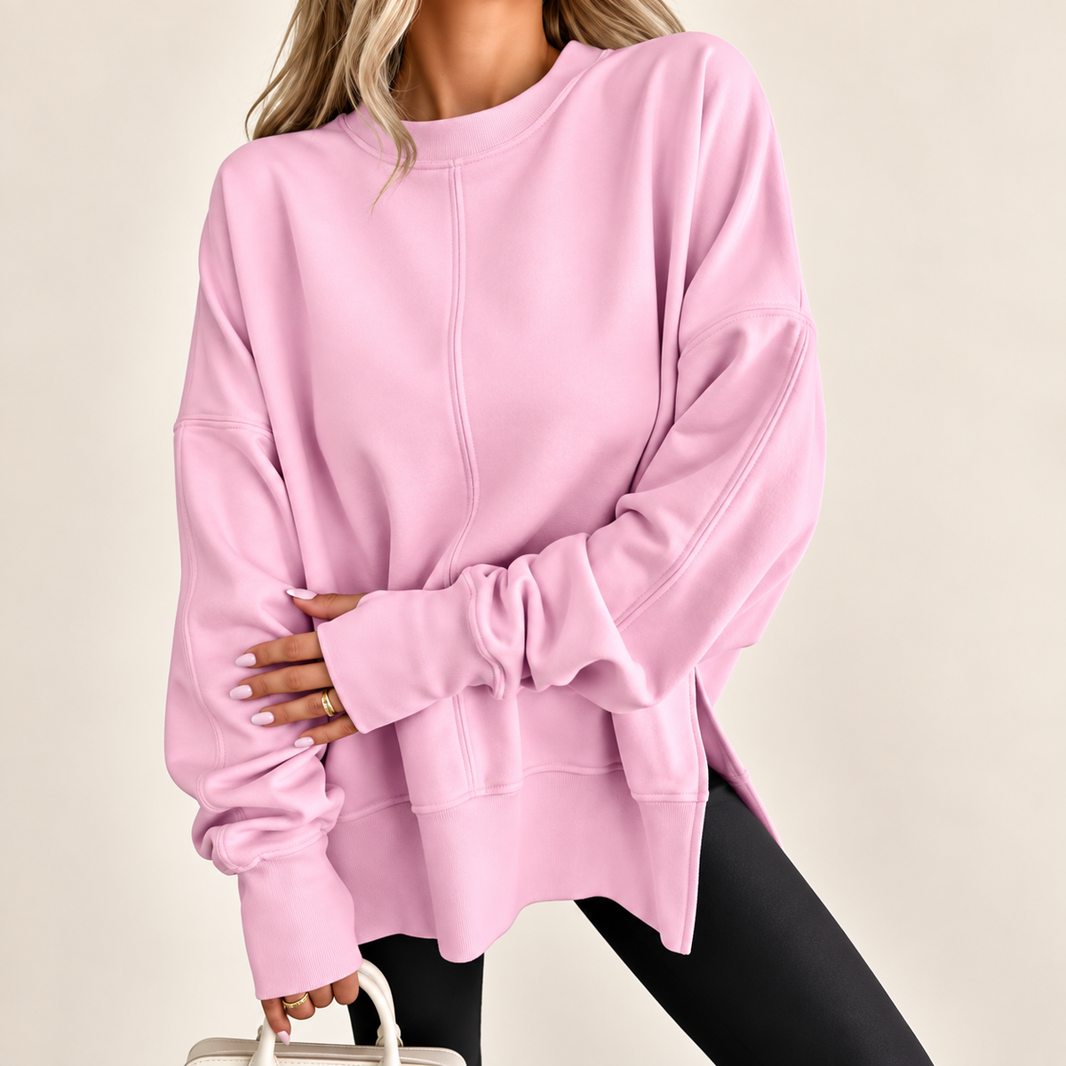Sloane | Oversized Split-Hem Fleece Sweatshirt for Women