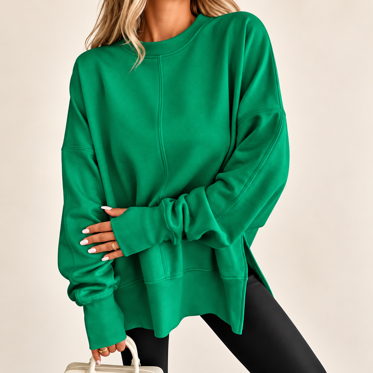 Sloane | Oversized Split-Hem Fleece Sweatshirt for Women