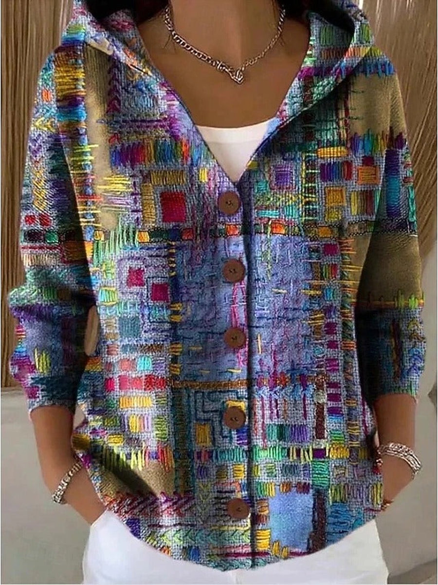 Noemi | Elegant Button Hooded Sweater
