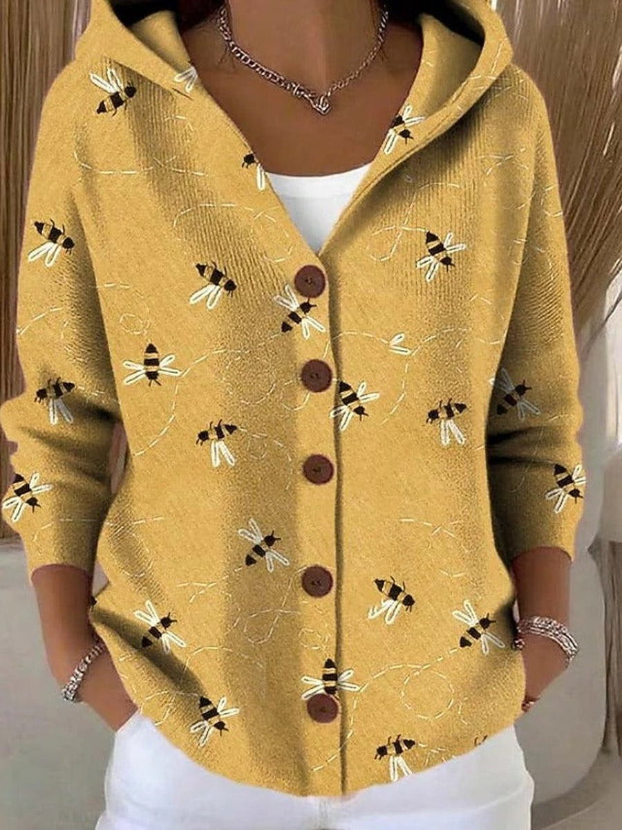 Noemi | Elegant Button Hooded Sweater