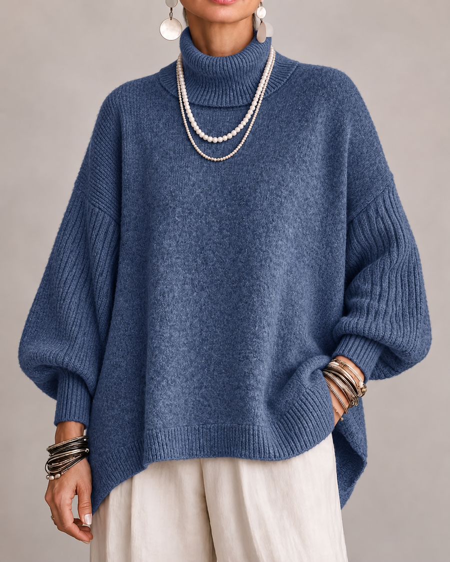Lucienne | Oversized Turtleneck Sweater with Ribbed Sleeves for Women