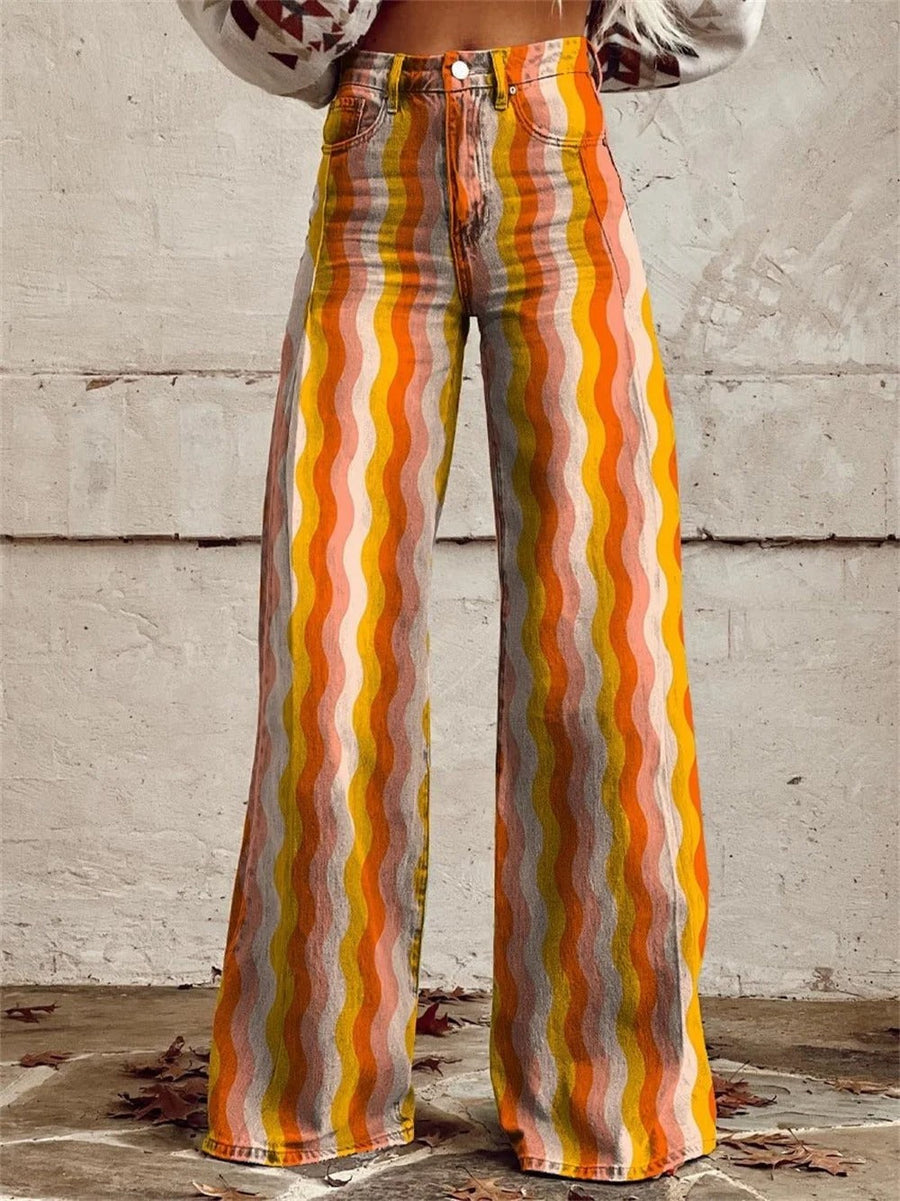 Lily | Stylish Multicolored Striped Wide Leg Pants