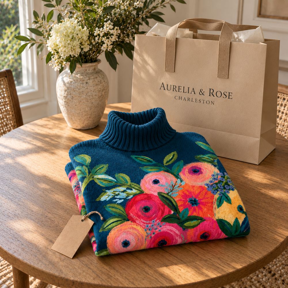 Alice | Floral Embroidered Turtleneck Sweater for Women