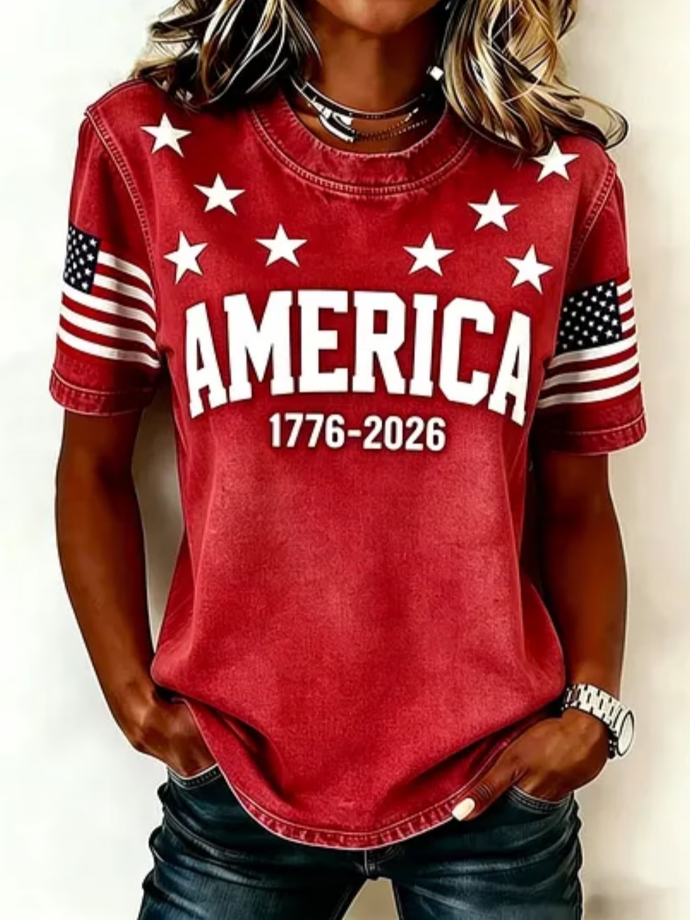 Women's Independence Day America Print Casual T-Shirts