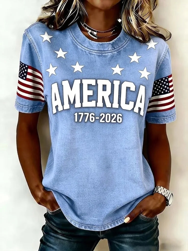 Women's Independence Day America Print Casual T-Shirts