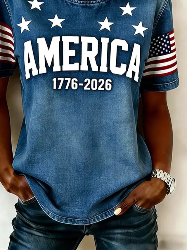 Women's Independence Day America Print Casual T-Shirts
