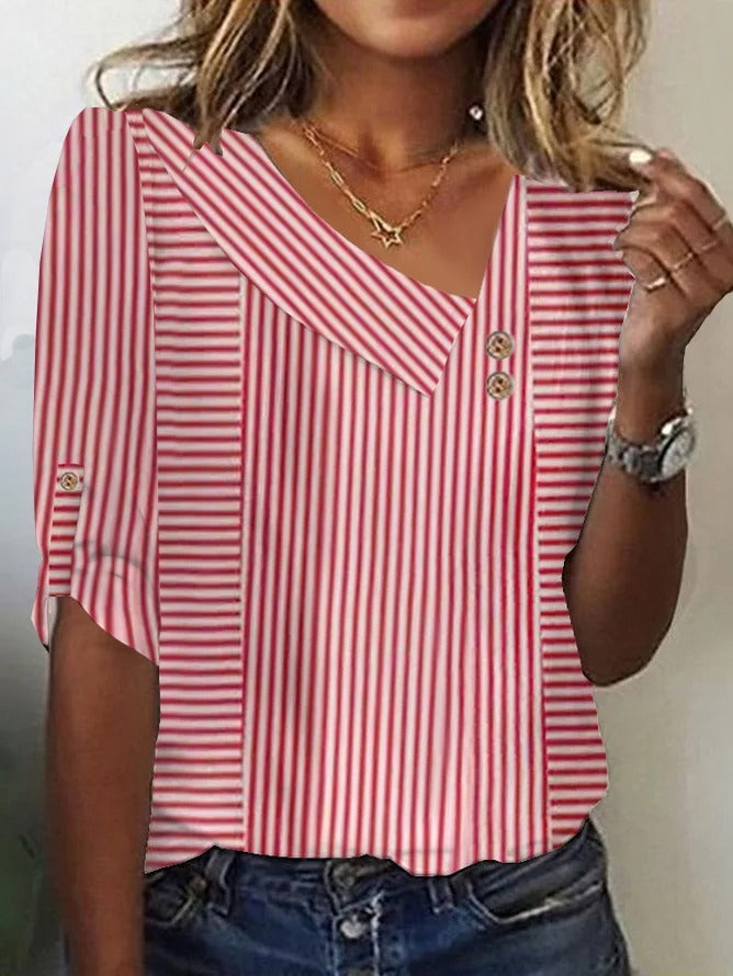 Casual Asymmetrical Knitted T-Shirt with Buckle