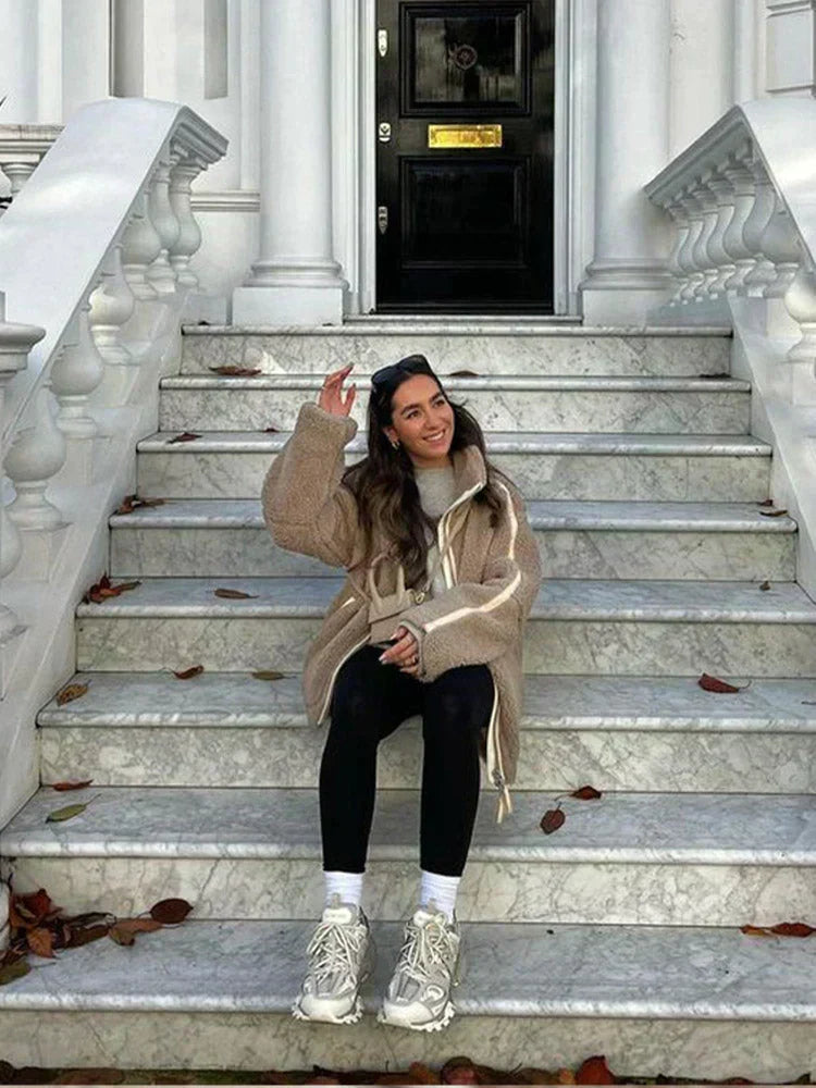 Silvana | Oversized Teddy Jacket with High Collar