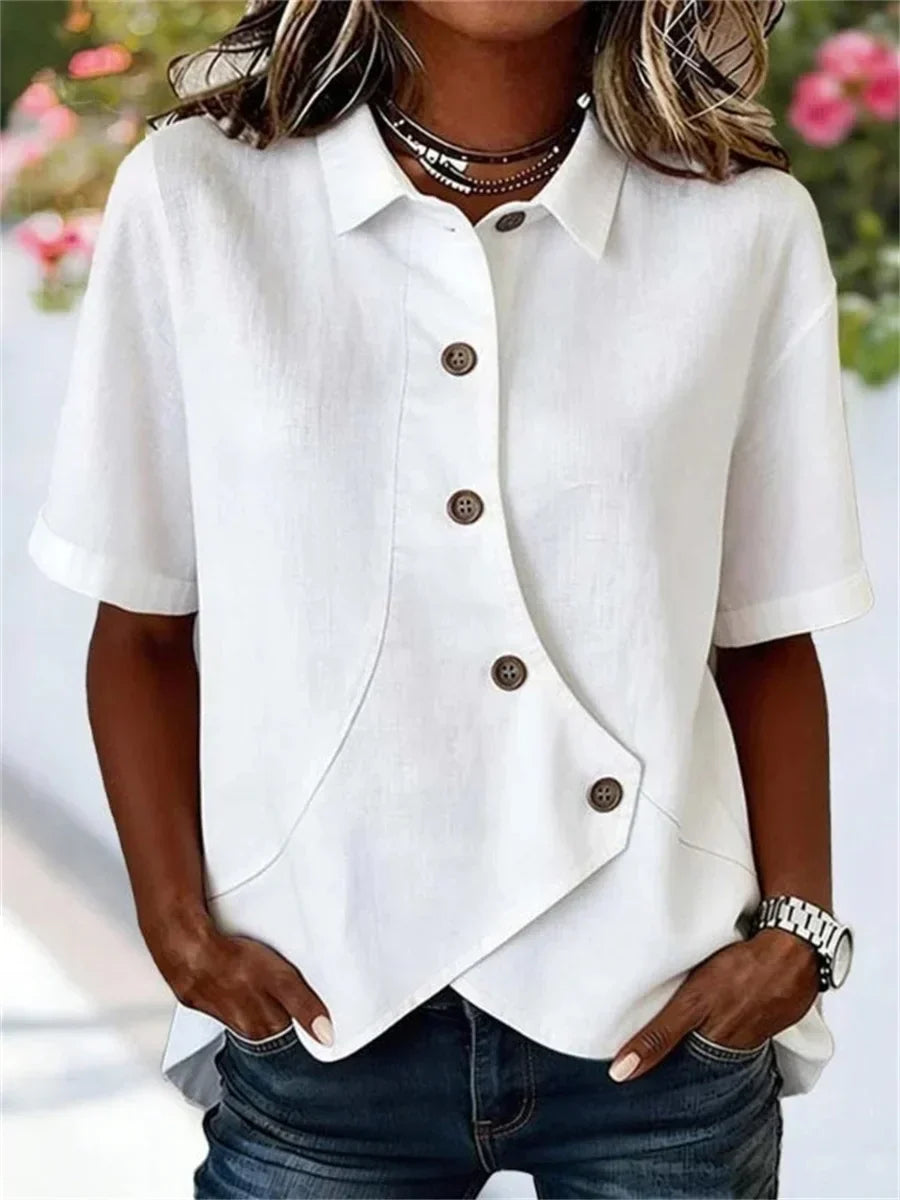 Casual Solid Color Short Sleeve Blouse