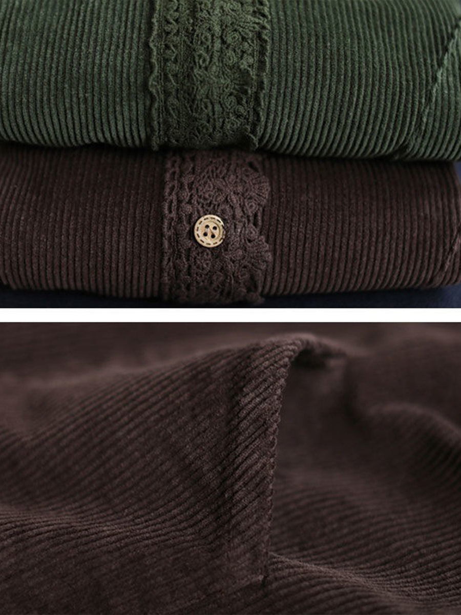 Maeve | Lace-Trim Corduroy Cardigan