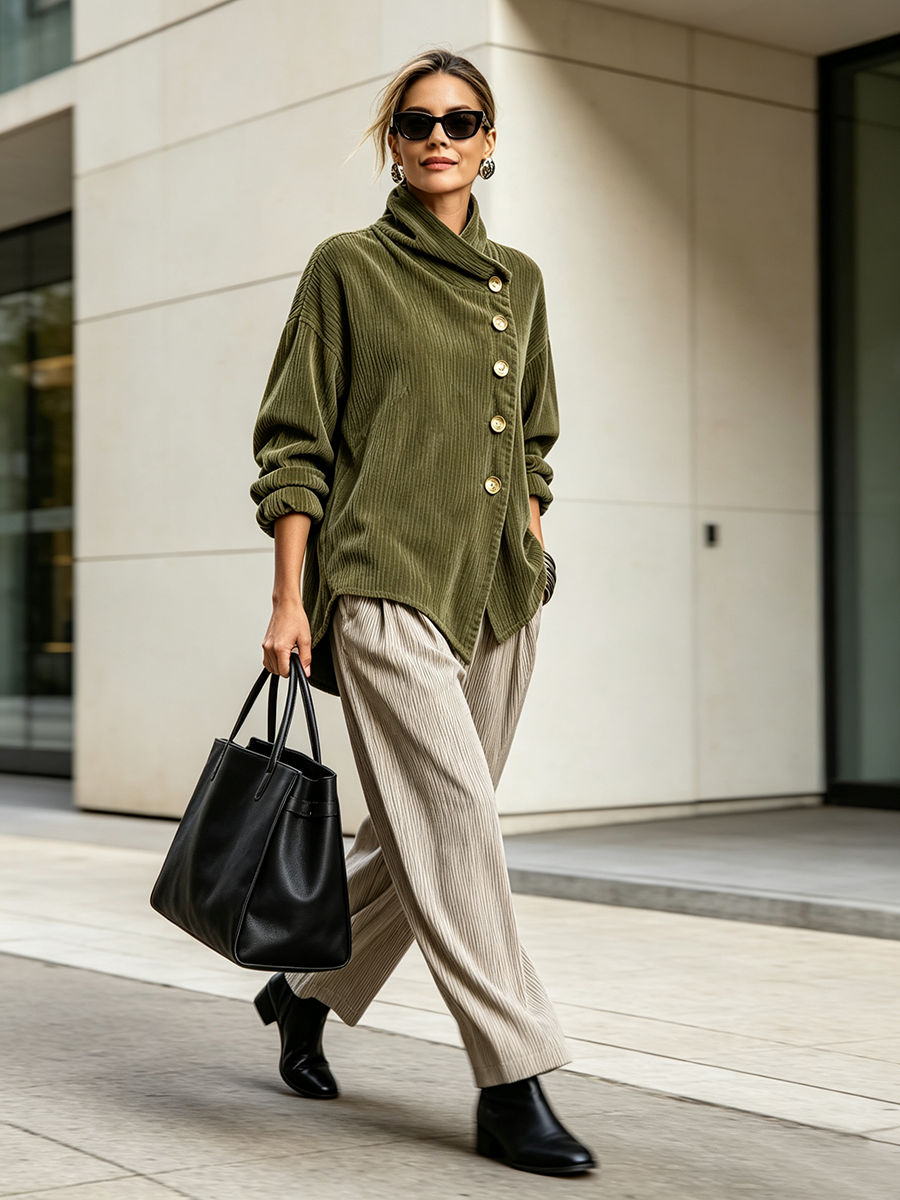 Olivia | Corduroy Button-Up Top